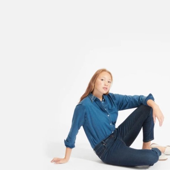 Everlane The Authentic Stretch Mid Rise Skinny jeans dark blue wash size - Picture 2 of 7
